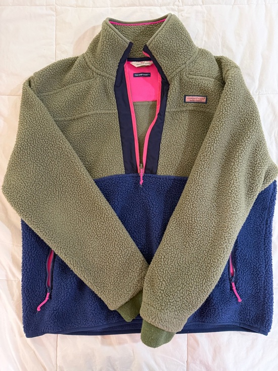 Vineyard Vines Tops - Vineyard Vines Two-Tone Olive & Navy Fleece Pullover